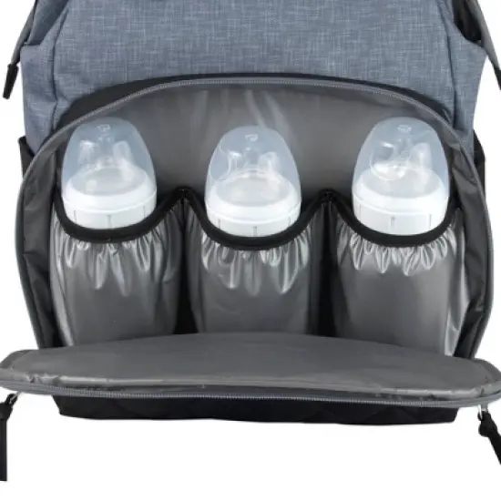 Baby Essentials Quilted Frame Diaper Backpack - Gray/Black image {7}