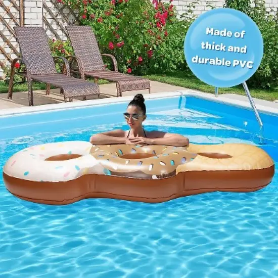 Aquamazing Ice Cream Cone Giant Inflatable XL Swimming Pool Float Tube for Kids, Adults- Huge 7 Ft Long - Mesh Sections Seats 3 People - Perfect for image {4}