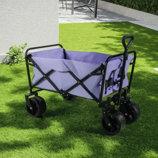 YONWAY Collapsible Folding Beach Wagon Cart with 220Lbs Capacity,with Big Wheels and Adjustable Handle,for Sand,Garden,Camping,Outdoor,Purple image {1}