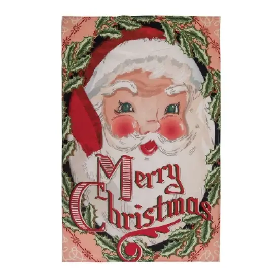Transpac Merry Christmas Santa Tea Towel Cotton Kitchen Textile Multicolor Holiday Decor Perfect for Gifts and Tabletop Use image {1}