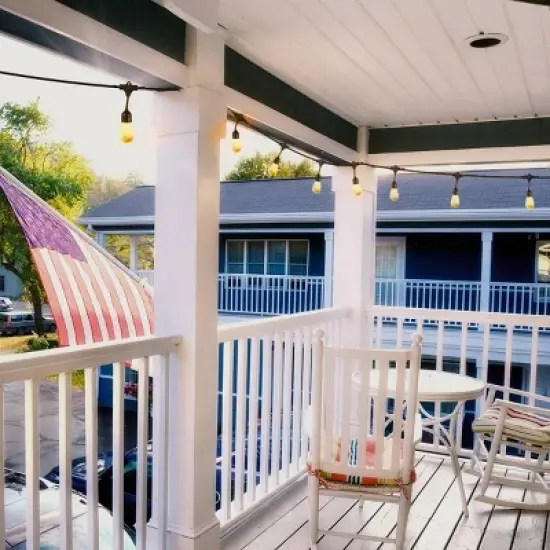 Brightech 12-Bulb LED Ambience Pro Solar 1W 27ft 2200K S14 Outdoor Hanging String Lights Flaming Bulb Black Wire image {7}