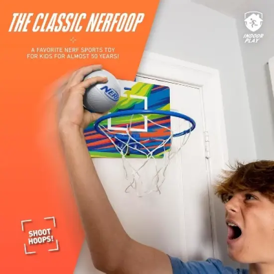Nerf Mini Over the Door Basketball Hoop Nerfoop Indoor Basketball Door Basketball Hoop + Mini NERF Foam Basketball Set - Perfect for Bedrooms image {3}