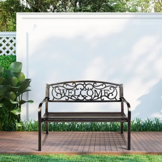 Costway Garden Bench Outdoor Furniture Porch Path Loveseat Chair image {4}