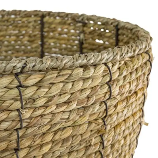 Large Dry Basket Planter Seagrass & Metal - Foreside Home & Garden image {2}
