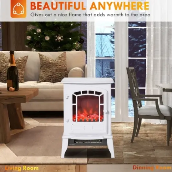 SEVOBAL Fireplace Insert Heater Mantel 3D Flame Fireplace Stove Bottom Air Outlet Fire Place Panoramic Fire Place Heater, White, 17"*12.25"*21.75" image {4}