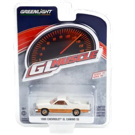 1980 Chevrolet El Camino SS Super Sport White and Gold "Greenlight Muscle" Series 26 1/64 Diecast Model Car by Greenlight image {2}
