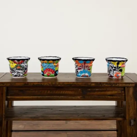 Nearly Natural 7-in x 8-in Handmade Mexican Talavera Ceramic Planter image {3}