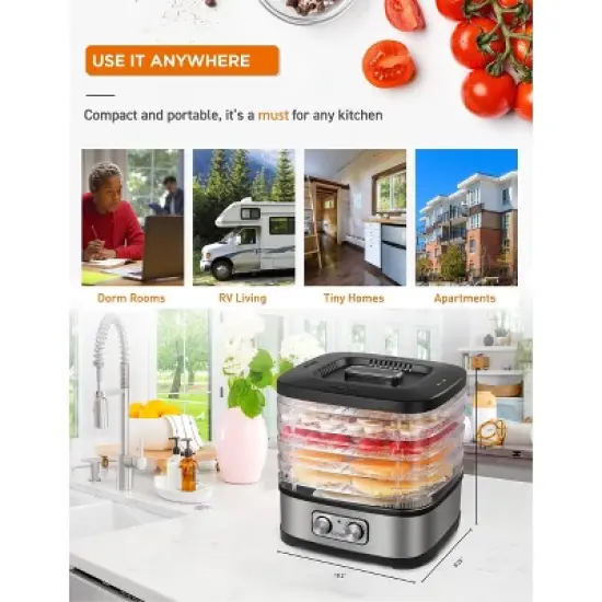 COMMERCIAL CHEF Food Dehydrators with BPA-Free Trays, Adjustable Thermostat, for Making Jerky, Dried Fruit, Vegetables & More image {5}