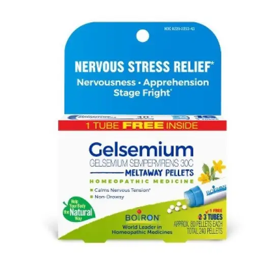 Gelsemium Sempervirens 30C 3 MDT by Boiron Homeopathic Medicine For Nervous Stress Relief  -  3 Pack Pellet image {2}