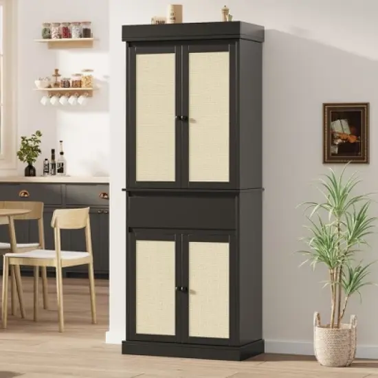 Tall Kitchen Pantry Cabinet 69" Storage Cabinet with Doors, Drawer and Adjustable Shelves, Cupboard for Bathroom Dining Room image {6}