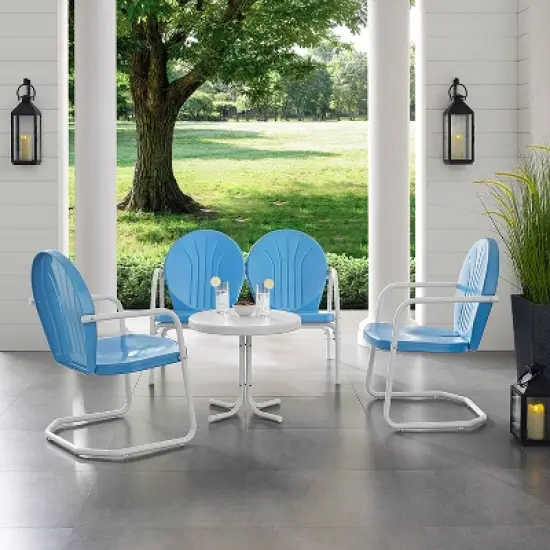 Griffith 4pc Outdoor Conversation Set - Sky Blue - Crosley image {2}