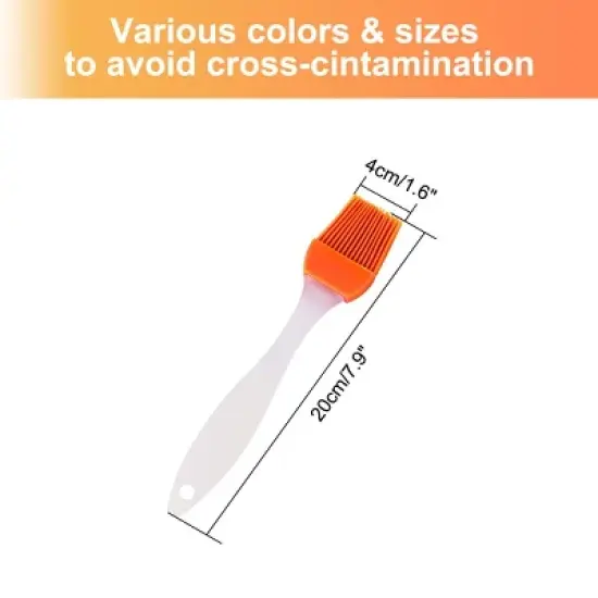 Unique Bargains Flexible Heat Resistant Non-stick Cooking Baking Tool Silicone Brush Orange 2 Pcs image {1}