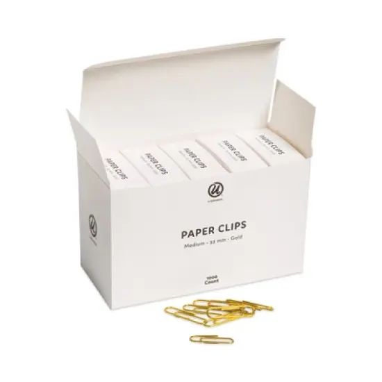U Brands Paper Clips, Medium, Vinyl-Coated, Gold, 200 Clips/Box, 5 Boxes/Pack image {3}