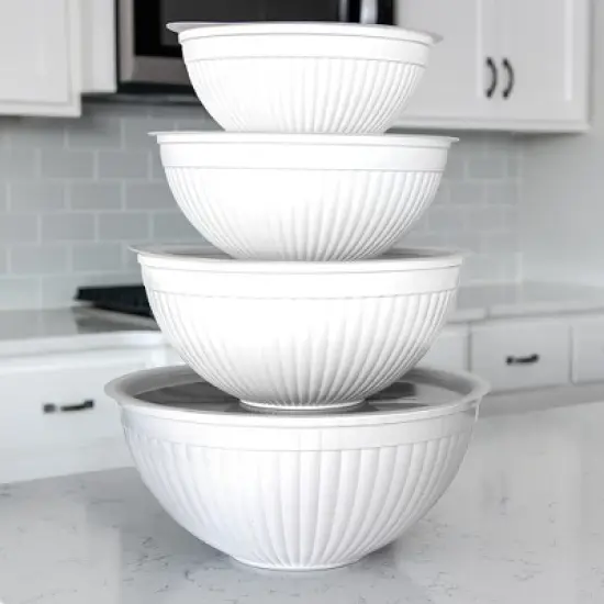 Nordic Ware 8 Piece Covered Bowl Set, White image {1}