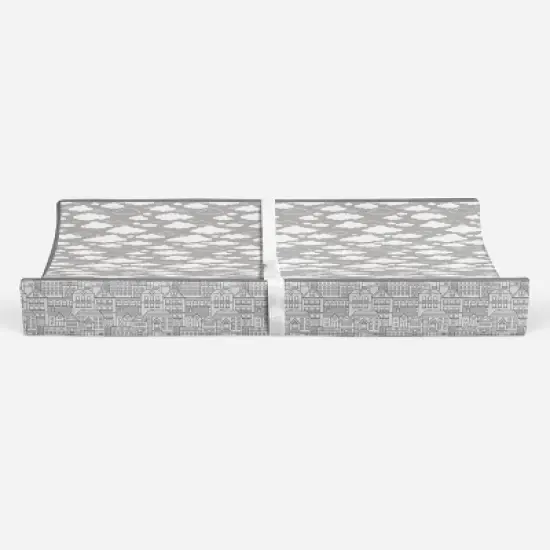 Bacati - Clouds in the City Gray Clouds Quilted Changing Pad Cover image {5}