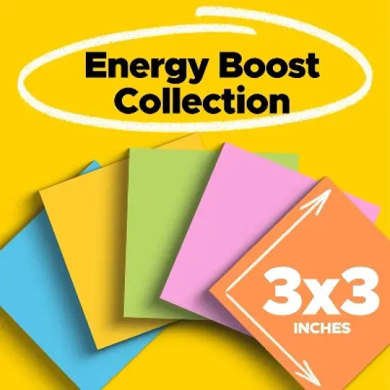 Post-it Super Sticky Notes 3"x 3" Energy Boost Collection: 6 Multicolor Pads, 70 Sheets Each, Art & Design Theme image {1}