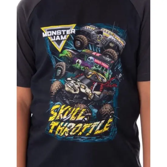 Monster Jam Boys' Skull Throttle Monster Truck Shirt And Shorts Pajama Set image {1}