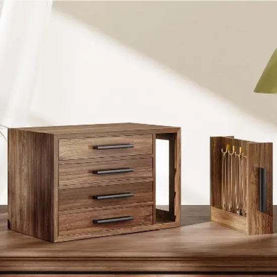 Jewelry Box for Women, Wooden Jewelry Organizer with Transparent Window, 4-Layer image {3}