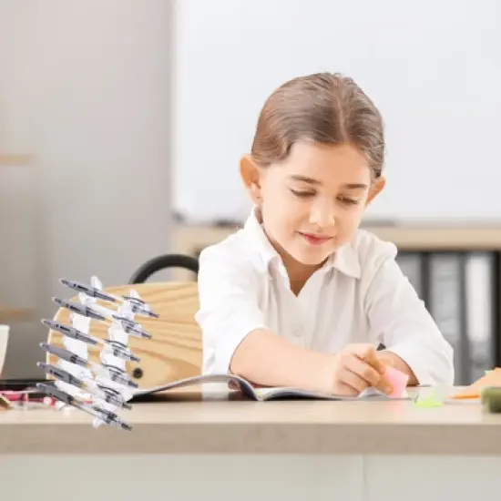 Unique Bargains 6-Slot Vertical and Horizontal Acrylic Pen Holders Display Stand Clear/Black 2 Pcs image {3}