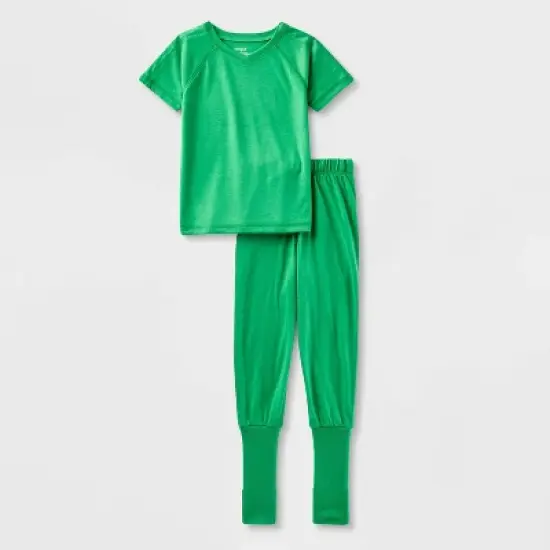 Toddler Adaptive 2pc Port Access Pajama Set - Cat & Jack&trade; Green image {4}