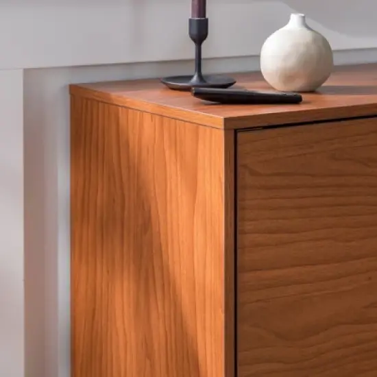 2 Door Mid-Century Modern Wood Storage TV Stand for TVs up to 65" - Saracina Home image {3}