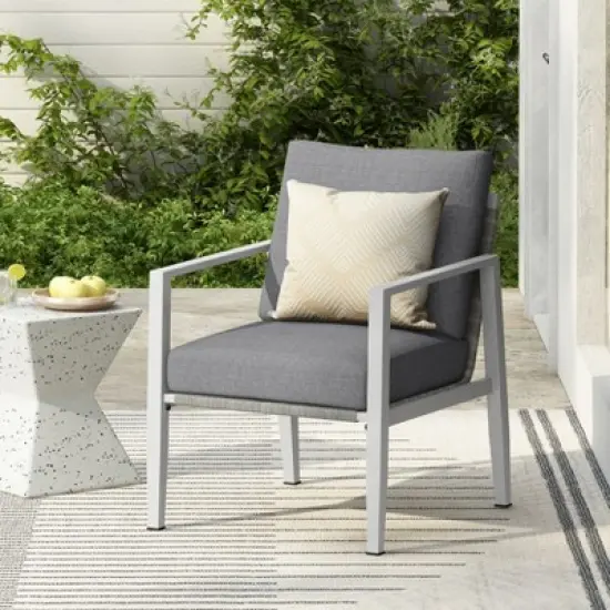 Christopher Knight Home Riley Outdoor Rope and Aluminum Upholstered Club Chair image {1}