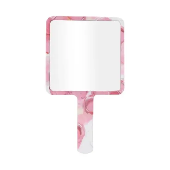 Unique Bargains Floral Square Handheld Mirror White Pink 1 Pc image {5}