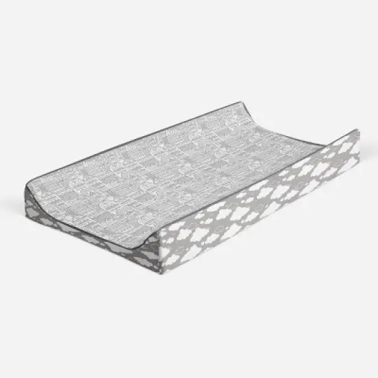 Bacati - Clouds in the City Gray Cityscape Quilted Changing Pad Cover image {6}