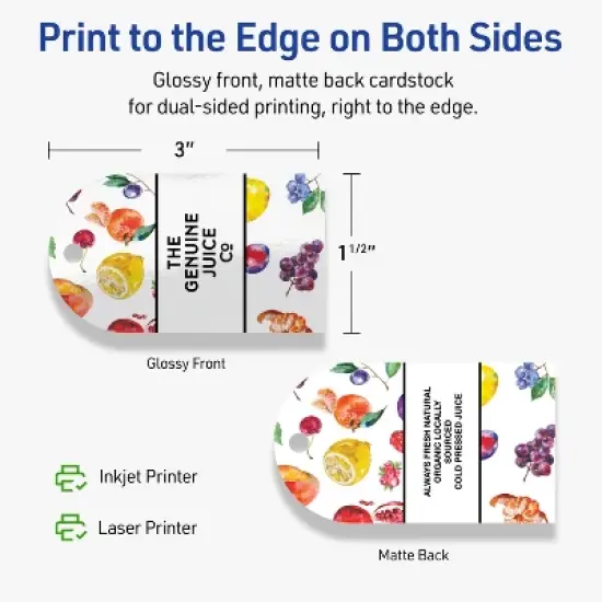 Avery Printable Arched Printable Tags, Sure Feed Technology, 2" x 3-1/2", Glossy White Cardstock, Print-to-The-Edge, Laser/Inkjet Printable, 80 Total image {5}