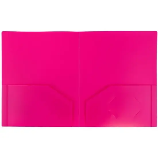 JAM 6pk 2 Pocket Heavy Duty Plastic Folders - Fuchsia image {1}