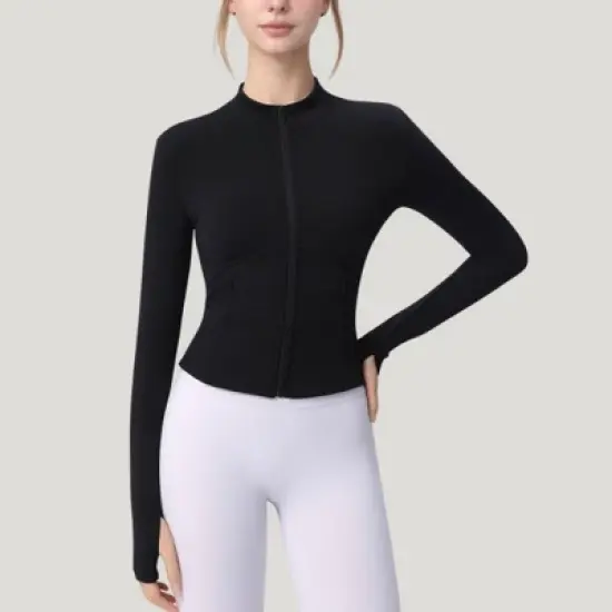 Anna-Kaci Active Women's Long Sleeve Full Zip Athletic Jacket with Thumbholes and Fitted Silhouette image {8}