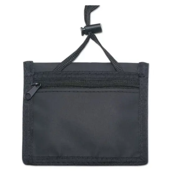 Advantus ID Badge Holders with Convention Neck Pouch, Horizontal, Black/Clear 5" x 4.25" Holder, 2.75" x 4" Insert, 48" Cord, 12/Pack image {1}