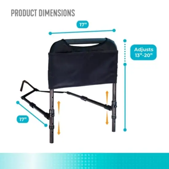 Able Life Bedside Safety Handle & Organizer Pouch for Seniors, Black image {6}