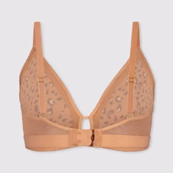 All.You. LIVELY Women's Leopard Print Busty Mesh Trim Bralette - Camel image {4}