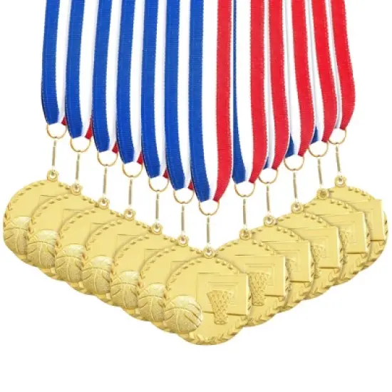 Juvale 12 Pack Basketball Medals for All Ages, Gold Metal Team Awards Trophy, Sports Party Favors, 2 in image {7}