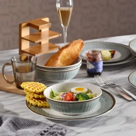 Itopfox Melamine Dinnerware Set, 12-Piece Plates and Bowls, Unbreakable and Dishwasher Safe, BPA-Free, Ideal for Indoor, Camping, BBQ, RV, Party image {3}