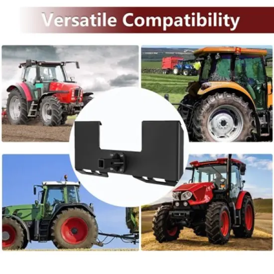 3/8" Skid Steer Attachment Plate with Removable Hitch Receiver, Heavy Duty Thick Skid Steer Mount Plate, Universal Quick Attach Plate image {6}