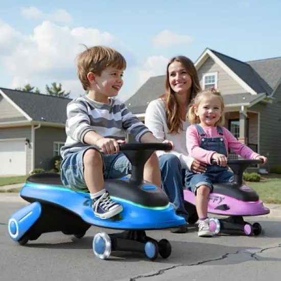 45W 2-in-1 Electric Wiggle & Swing Car for Kids &ndash; 2 Speeds, LED Flashing Wheels, Anti-Rollover, Pedal & Rechargeable Battery, Ages 3+ (170 lbs Max) image {8}