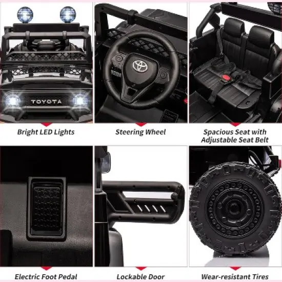 Electric Car, Licensed Toyota 12V Ride-On Car, for Kids with RC, Music, LED Lights, Double Doors, Safety Belt image {1}