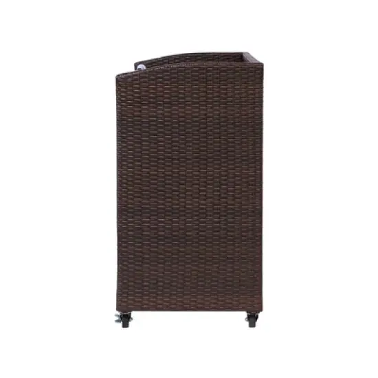Teamson Home 39.5" Veronica Rolling Outdoor PE Rattan Bar Cart with Storage, Brown image {6}