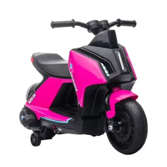Aosom 6V Kids Motorcycle Dirt Bike Electric Battery-Powered Ride-On Toy Off-road Street Bike with Music, Headlights, Rechargeable Battery, Training Wheels, for Ages 2-4, Pink image {6}
