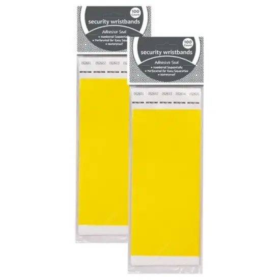 C-Line&reg; DuPont&trade; Tyvek&reg; Security Wristbands, Yellow, 100 Per Pack, 2 Packs image {3}