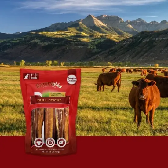 Rewardables 4" to 6" Bull Stick Beef Flavored Dog Treat - 6.5oz image {4}