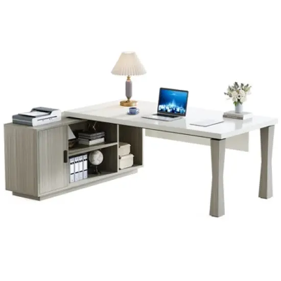 Tribesigns L-Shaped Computer Desk with Cabinet image {8}