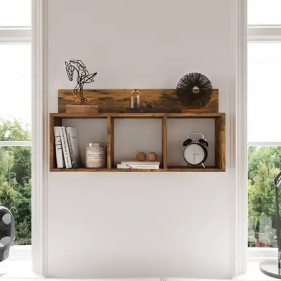 31.5" x 15.7" Rustic Floating Triple Cubby Shelf - Danya B. image {2}
