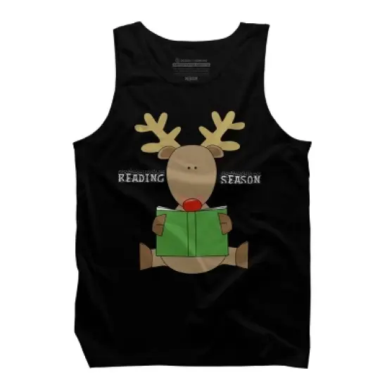 Men's Design By Humans Christmas Reading Reindeer Shirt By Galvanized Tank Top image {4}