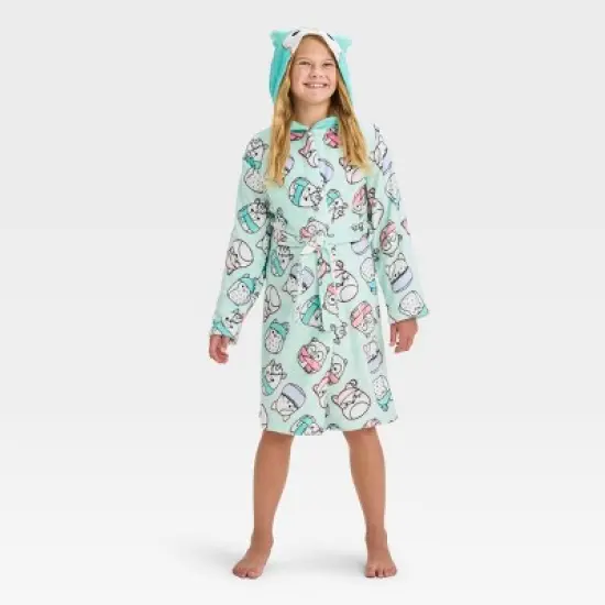 Girls' Squishmallows Hooded Robe - Aqua Green image {2}
