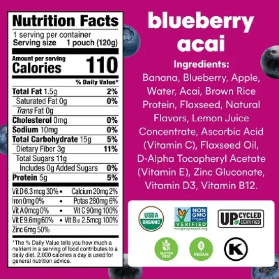 NOKA Blueberry Acai Superfood Smoothie + Brain Support Pouches - 16.9oz/4ct image {1}