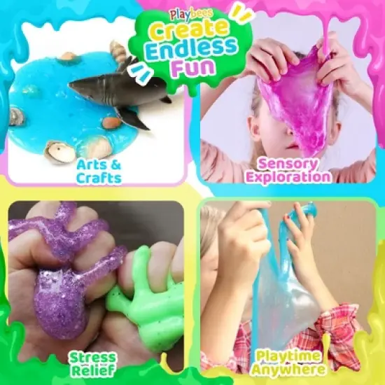 Playbees Mini Glow in The Dark Slime - 24 Pack image {3}