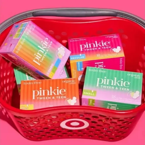 Pinkie Tween & Teen Ultra-Thin Organic Topsheet Pads with Wings - Size Small - 18ct image {5}